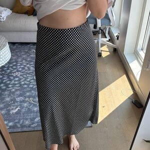 J. Crew Black and White Polka Dot Satin Skirt
